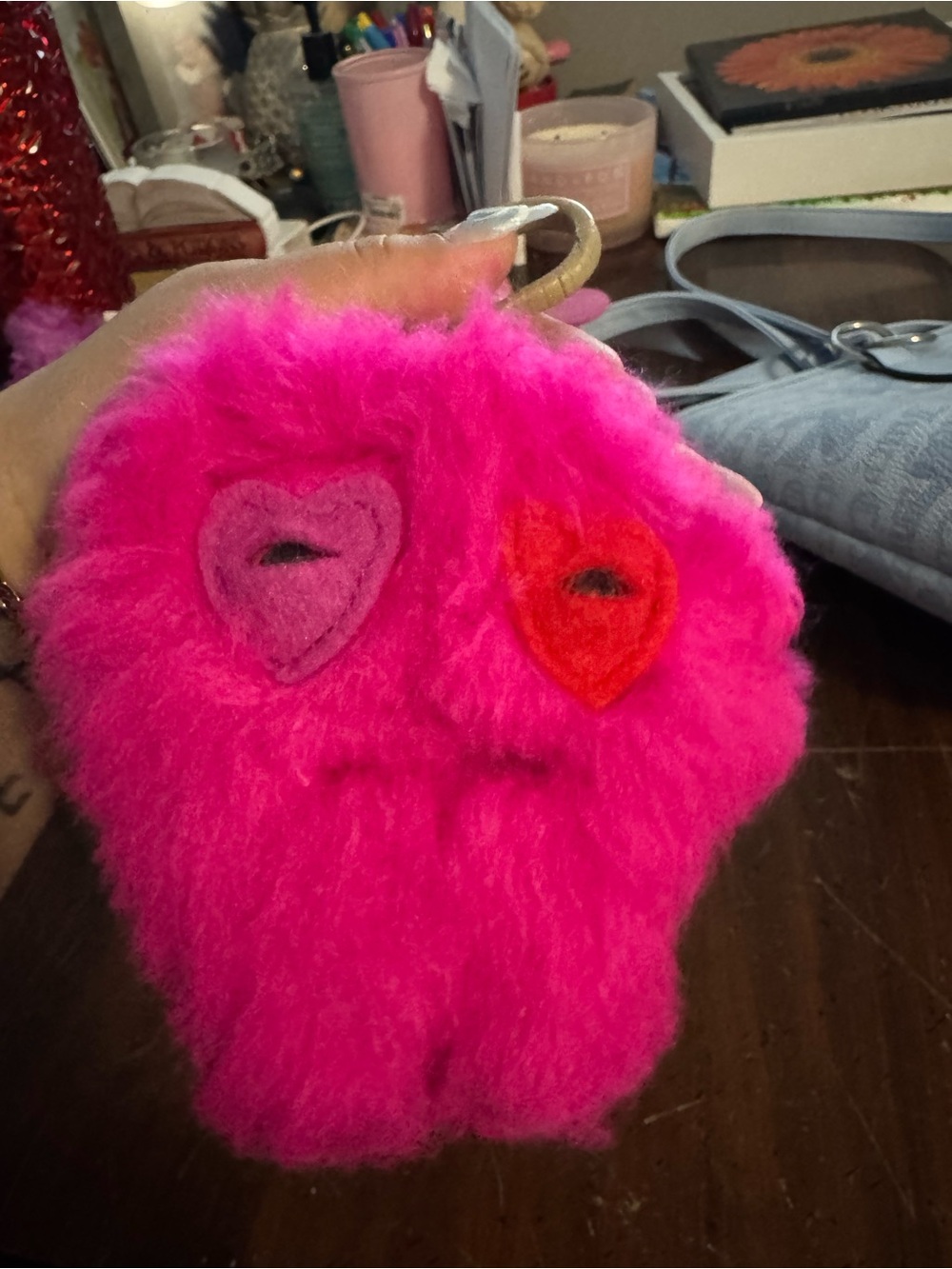 Fuzzy Heart-Eye fuggler Keychain